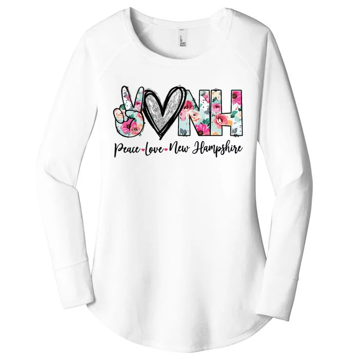 Peace Love New Hampshire Floral New Hampshire Lovers Women's Perfect Tri Tunic Long Sleeve Shirt