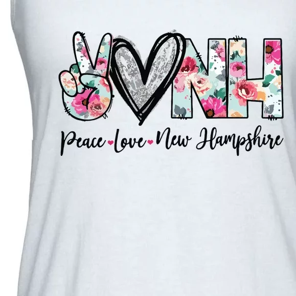 Peace Love New Hampshire Floral New Hampshire Lovers Ladies Essential Flowy Tank