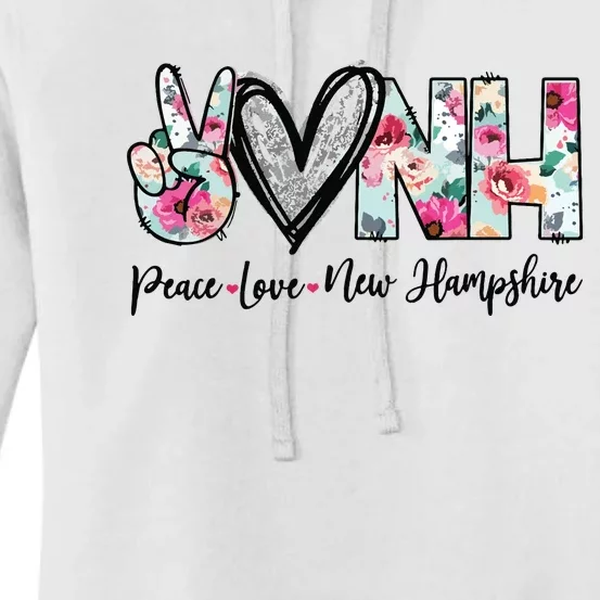 Peace Love New Hampshire Floral New Hampshire Lovers Women's Pullover Hoodie