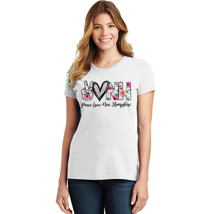 Peace Love New Hampshire Floral New Hampshire Lovers Women's T-Shirt