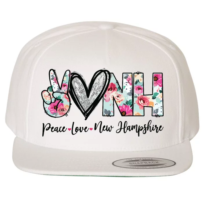 Peace Love New Hampshire Floral New Hampshire Lovers Wool Snapback Cap