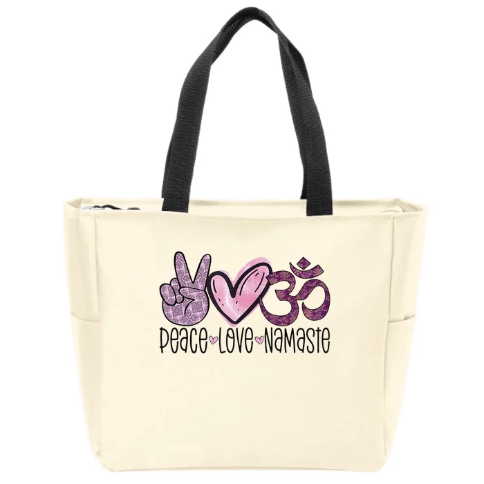 Peace Love Namaste OM Sign Mandala Hippie Yoga Lover Gift Zip Tote Bag