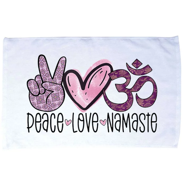 Peace Love Namaste OM Sign Mandala Hippie Yoga Lover Gift Microfiber Hand Towel