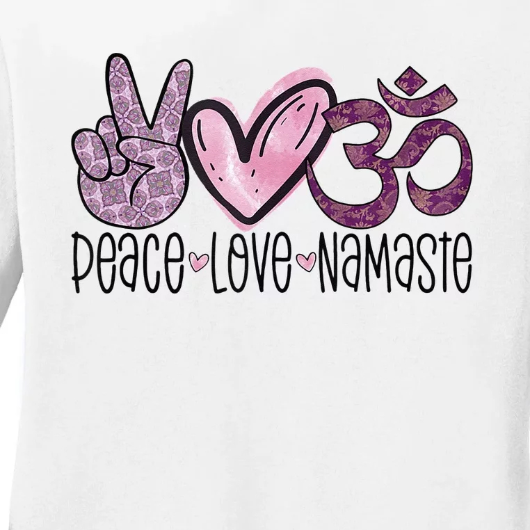 Peace Love Namaste OM Sign Mandala Hippie Yoga Lover Gift Ladies Long Sleeve Shirt