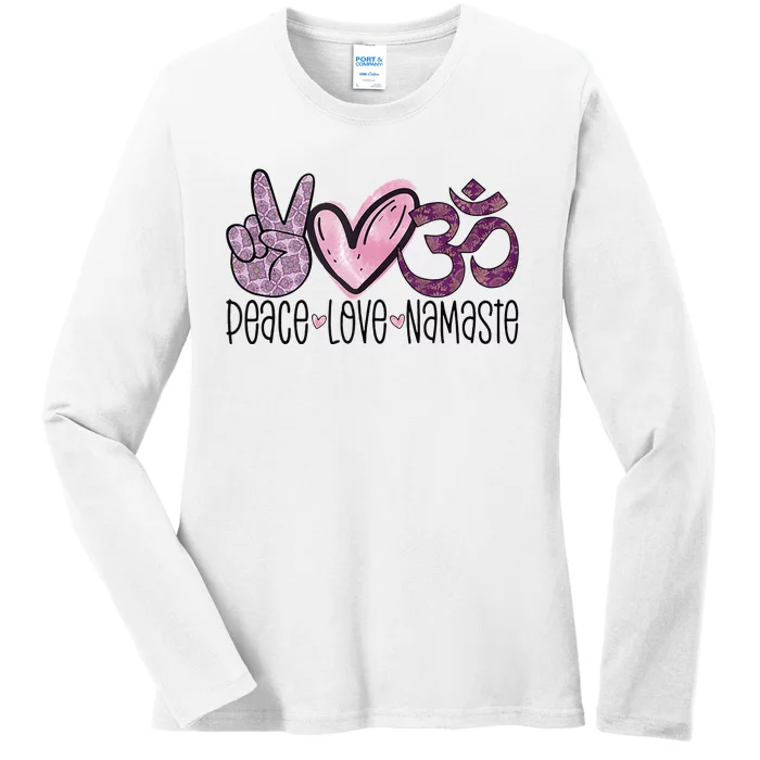 Peace Love Namaste OM Sign Mandala Hippie Yoga Lover Gift Ladies Long Sleeve Shirt