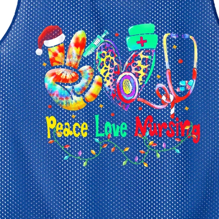 Peace Love Nursing Leopard Heart Nurse Life Christmas Gift Mesh Reversible Basketball Jersey Tank