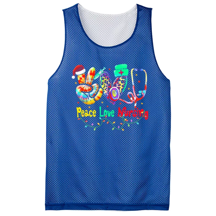 Peace Love Nursing Leopard Heart Nurse Life Christmas Gift Mesh Reversible Basketball Jersey Tank