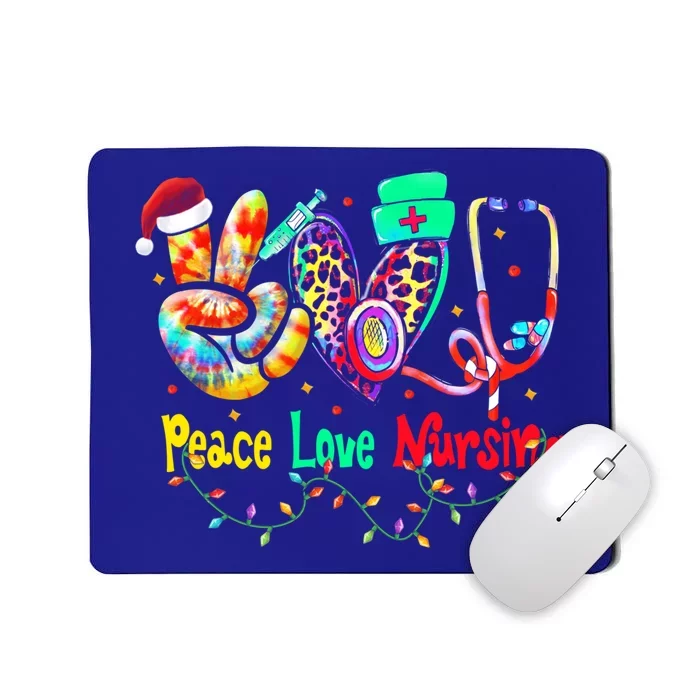 Peace Love Nursing Leopard Heart Nurse Life Christmas Gift Mousepad