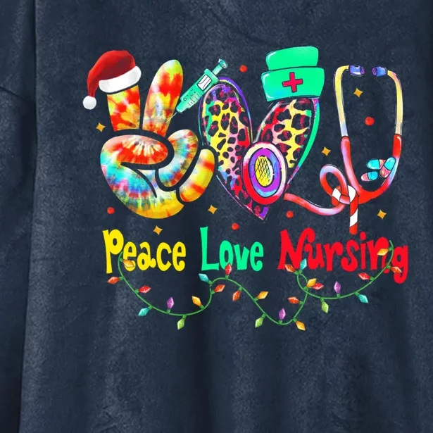 Peace Love Nursing Leopard Heart Nurse Life Christmas Gift Hooded Wearable Blanket