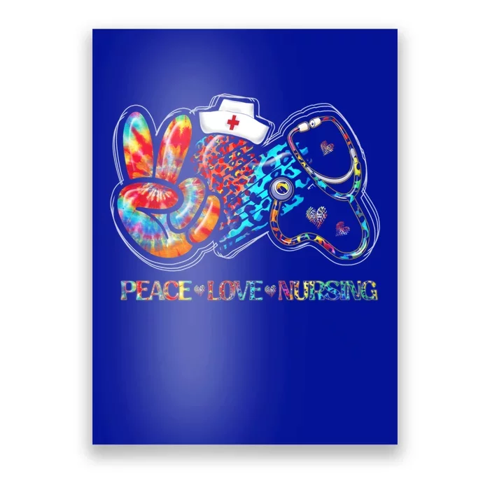 Peace Love Nursing Leopard Heart Stethoscope Nurse Life Cute Gift Poster