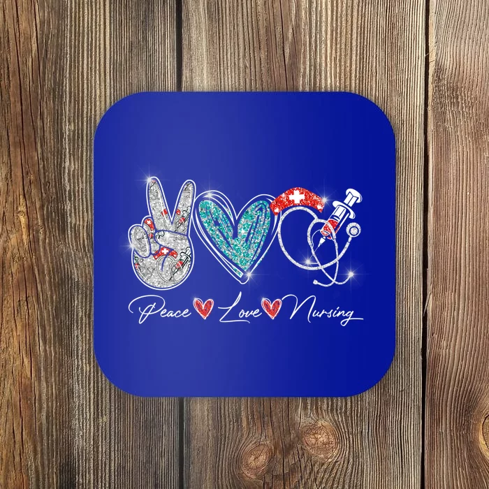 Peace Love Nursing Leopard Heart Stethoscope Nurse Life Cute Gift Coaster