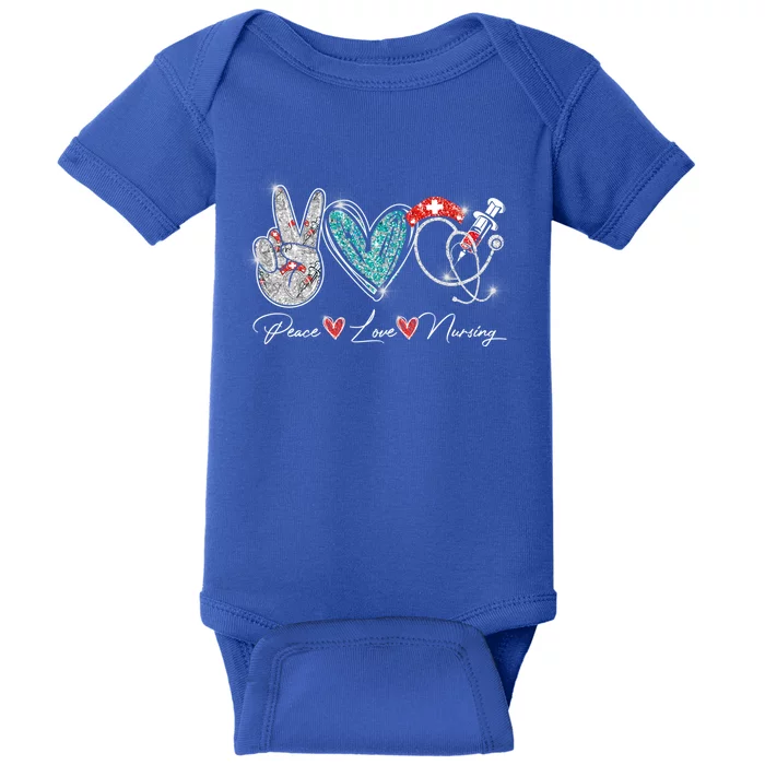 Peace Love Nursing Leopard Heart Stethoscope Nurse Life Cute Gift Baby Bodysuit