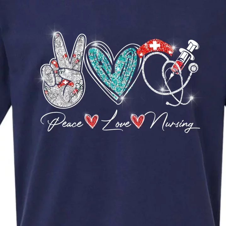 Peace Love Nursing Leopard Heart Stethoscope Nurse Life Cute Gift Sueded Cloud Jersey T-Shirt