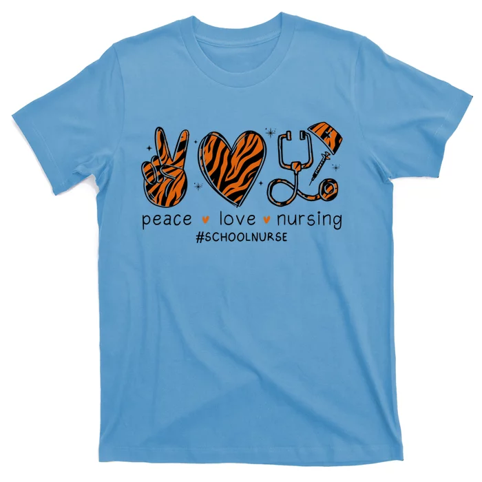 Peace Love Nursing Leopard Print Stethoscope School Nurse Meaningful Gift T-Shirt