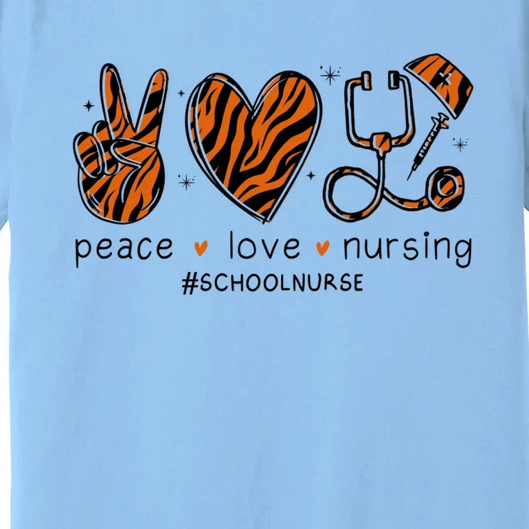 Peace Love Nursing Leopard Print Stethoscope School Nurse Meaningful Gift Premium T-Shirt