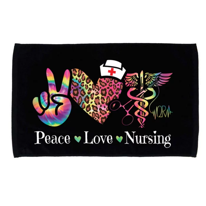 Peace Love Nursing Leopard Tie Dye Operating Room Nurse Gift Microfiber Hand Towel