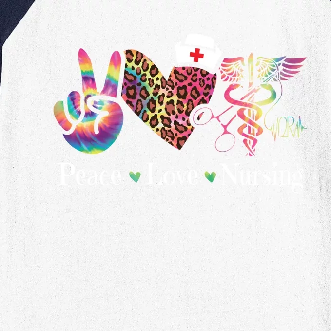 Peace Love Nursing Leopard Tie Dye Operating Room Nurse Gift Baseball Sleeve Shirt