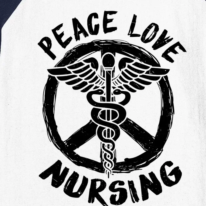 Peace Love Nursing Nurse Costume Lover Gift Funny Gift Baseball Sleeve Shirt