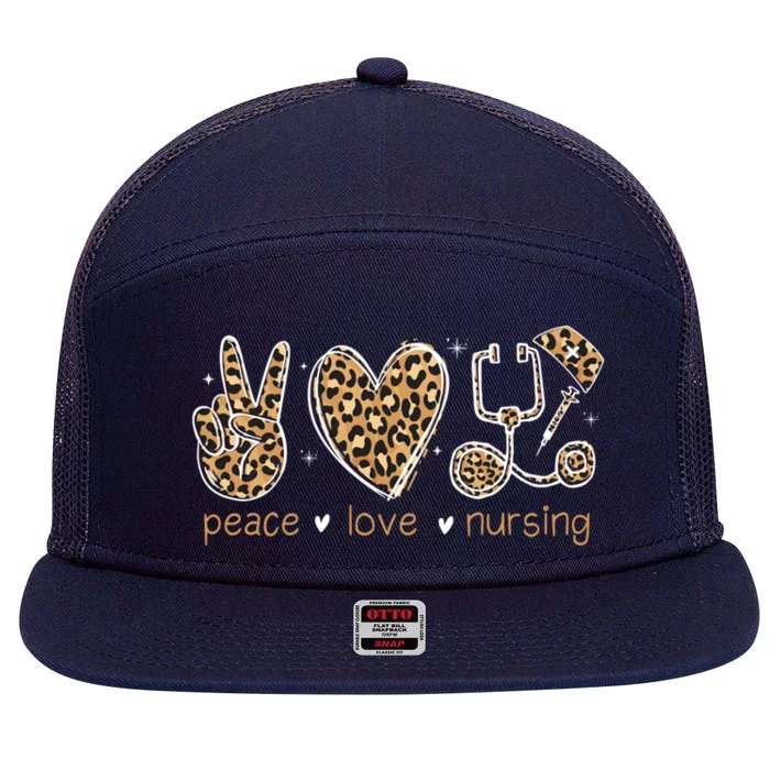 Peace Love Nursing Nurse Life Nurses Day Nurse Week Mother Gift 7 Panel Mesh Trucker Snapback Hat