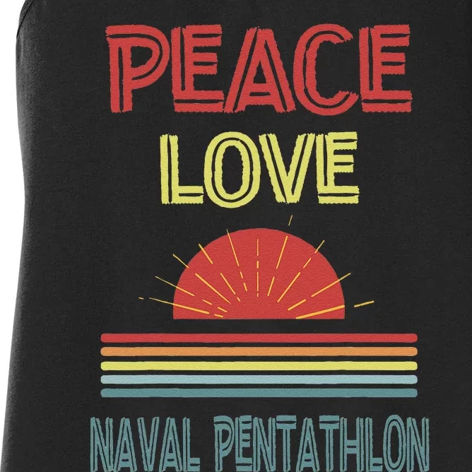 Piece Love Naval Pentathlon Funny Women's Racerback Tank