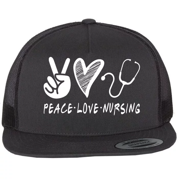 Peace Love Nursing Flat Bill Trucker Hat