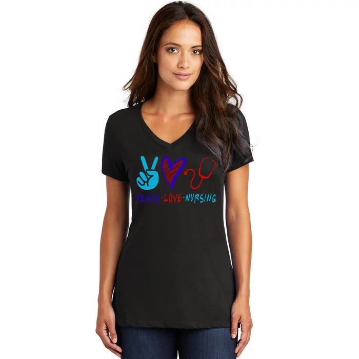 Peace Love Nursing Women's V-Neck T-Shirt