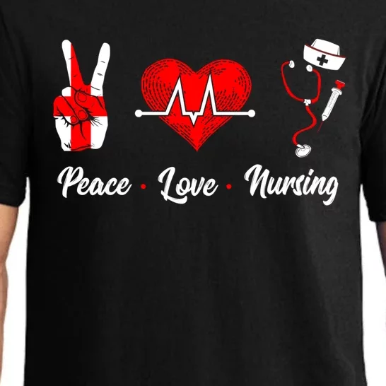 Peace Love Nursing Proud Nurse Front Liner Healthcare Worker Gift Pajama Set