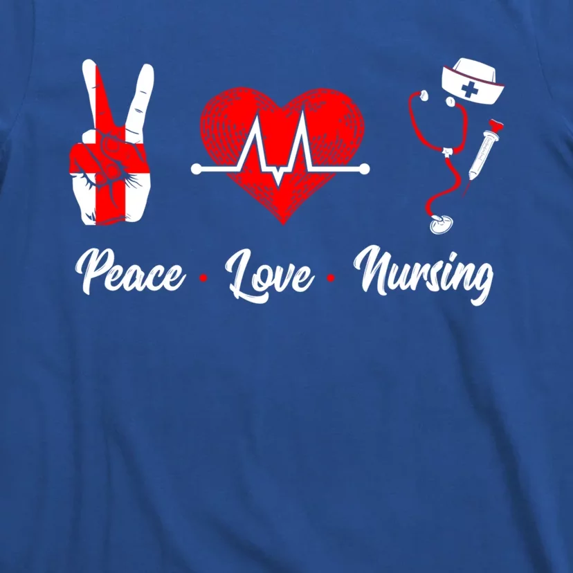 Peace Love Nursing Proud Nurse Front Liner Healthcare Worker Gift T-Shirt