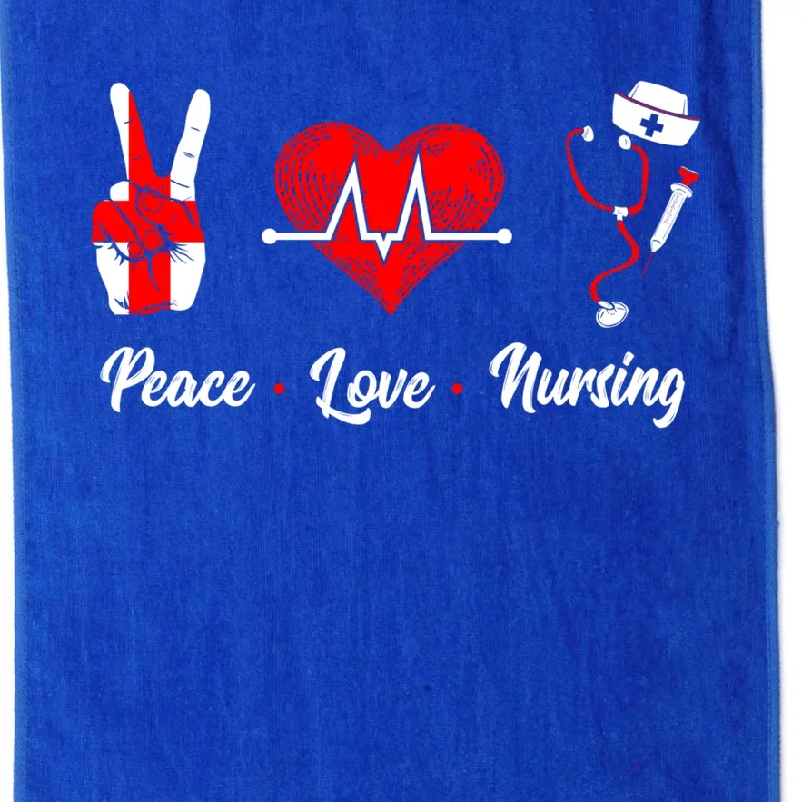 Peace Love Nursing Proud Nurse Front Liner Healthcare Worker Gift Platinum Collection Golf Towel