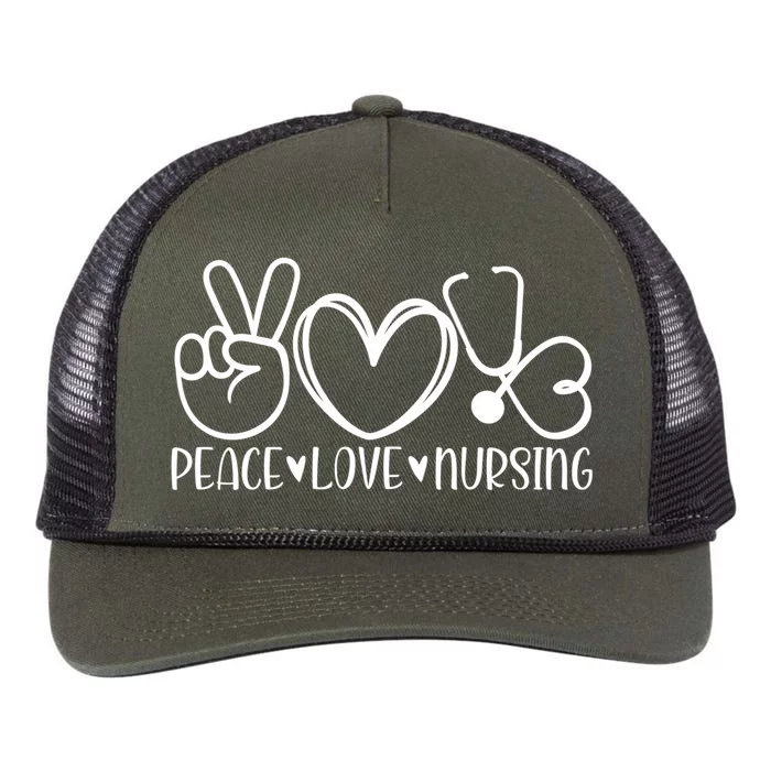 Peace Love Nursing Registered Nurse Life Future Practitioner Gift Retro Rope Trucker Hat Cap