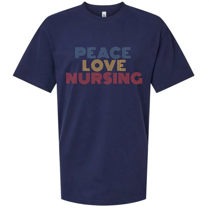 Peace Love Nursing Retro 70s Vintage Gift Sueded Cloud Jersey T-Shirt