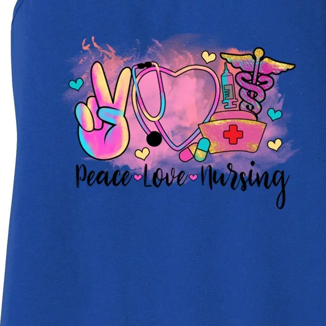 Peace Love Nursing Retro Vibe Gift Women's Racerback Tank