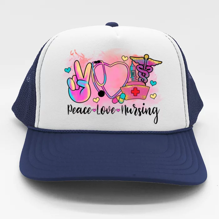 Peace Love Nursing Retro Vibe Gift Trucker Hat