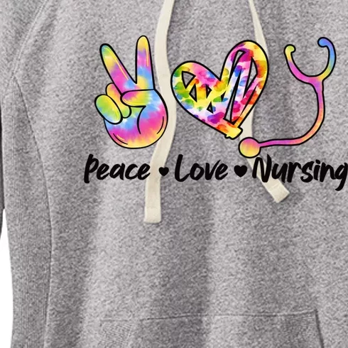 Peace Love Nursing Funny Gift Tie Dye Stethoscope Heart Nursing Meaningful Gift Women's Fleece Hoodie