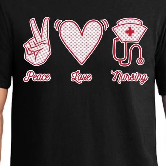 Peace Love Nursing Stethoscope Cute Nurse Gift Pajama Set