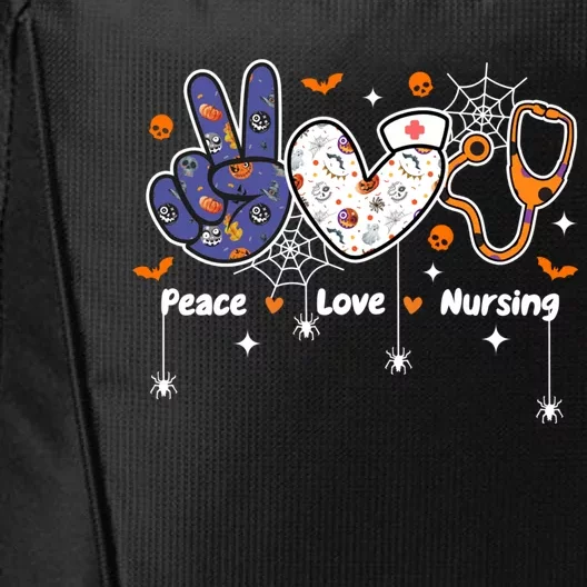 Peace Love Nursing Stethoscope Nurse Life Halloween Costume Gift City Backpack