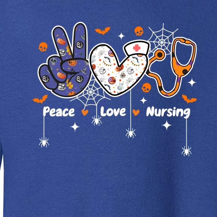 Peace Love Nursing Stethoscope Nurse Life Halloween Costume Gift Toddler Sweatshirt