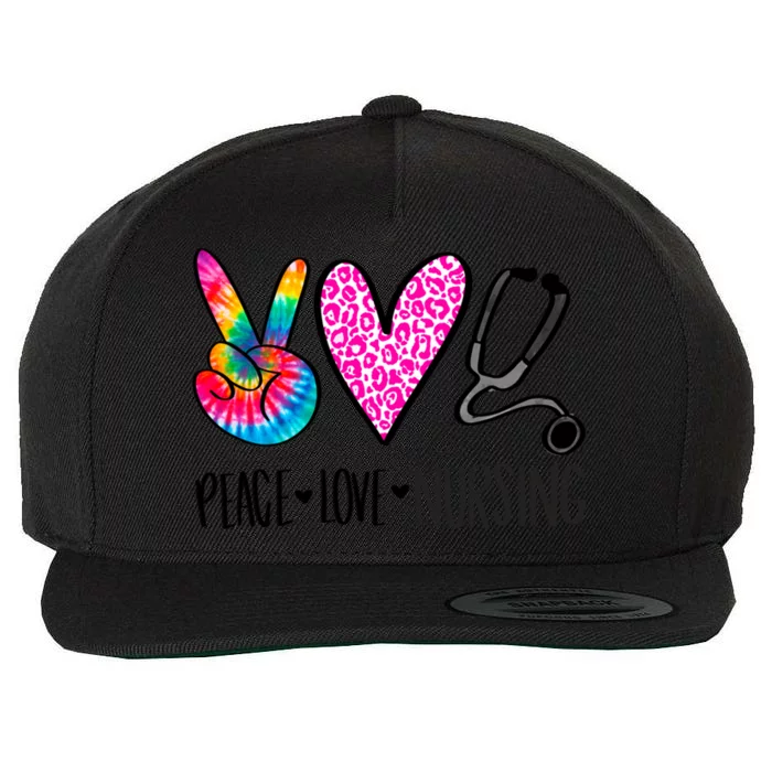 Peace Love Nursing Gift Wool Snapback Cap