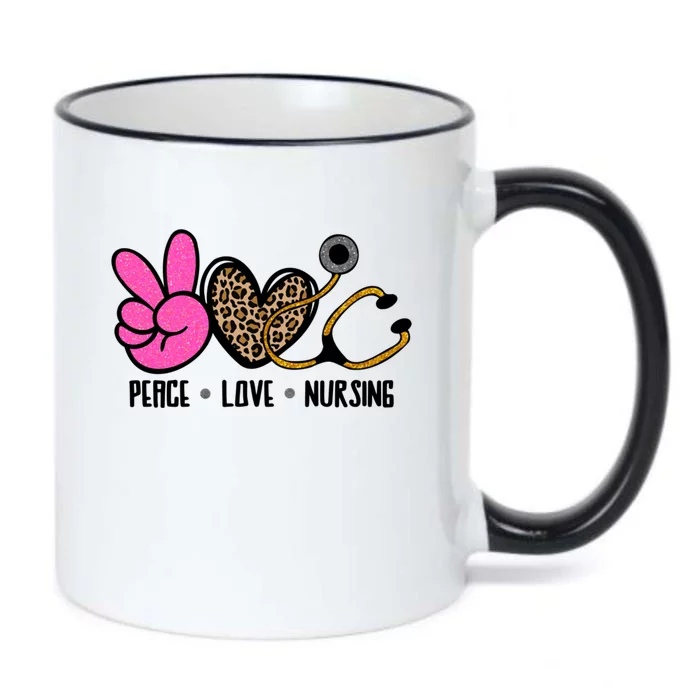 Peace Love Nursing Meaningful Gift Black Color Changing Mug