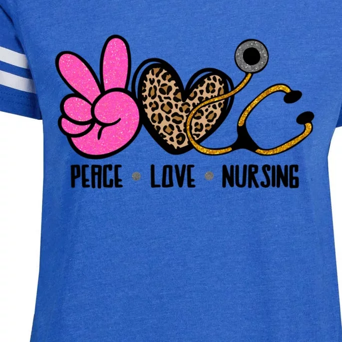 Peace Love Nursing Meaningful Gift Enza Ladies Jersey Football T-Shirt