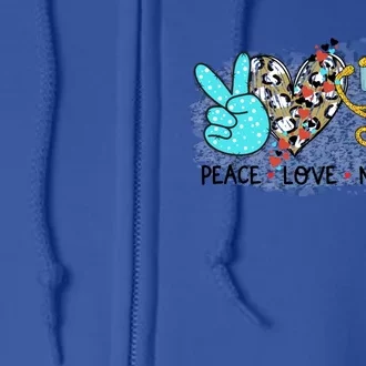 Peace Love Nursing Valentine Nurse Valentines Heart Nurses Gift Full Zip Hoodie