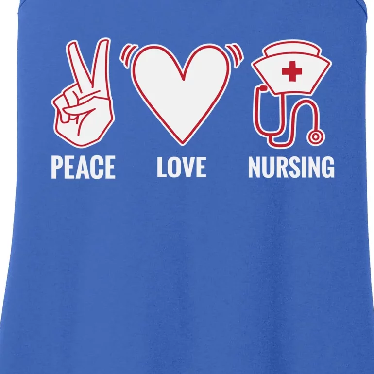 Peace Love Nursing Work Hospital Nurse Gift Ladies Essential Tank