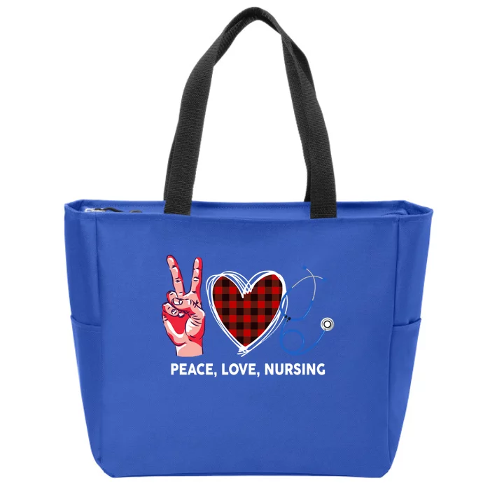 Peace Love Nursing Nurse Front Line Awareness Cool Gift Zip Tote Bag