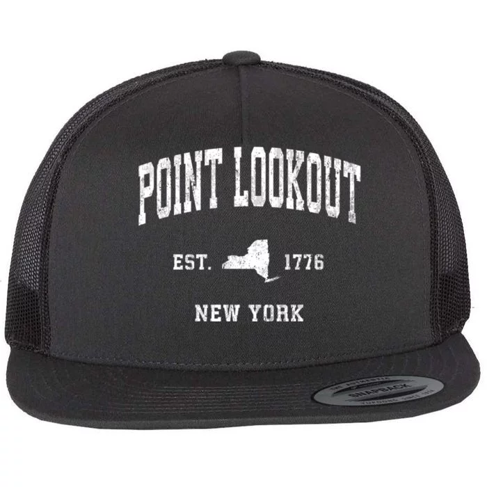 Point Lookout New York Ny Vintage Athletic Flat Bill Trucker Hat