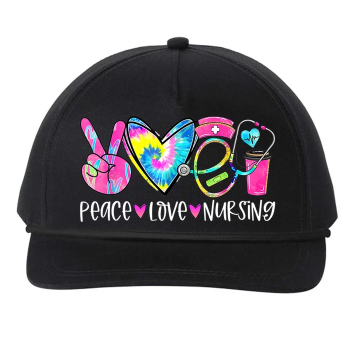 Peace Love Nursing Colorful Cute Nurse Gift Snapback Five-Panel Rope Hat