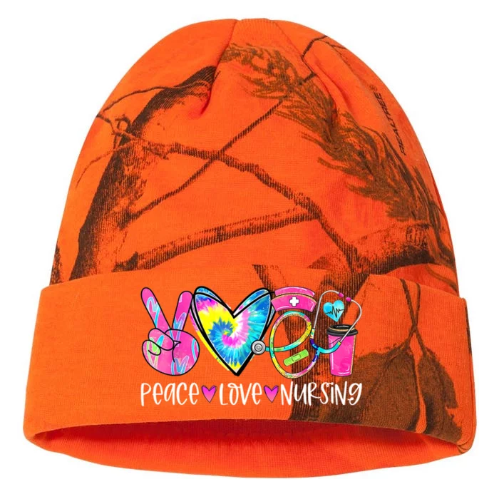 Peace Love Nursing Colorful Cute Nurse Gift Kati - 12in Camo Beanie