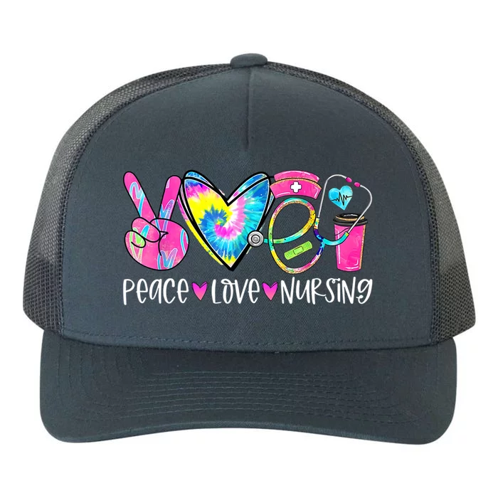 Peace Love Nursing Colorful Cute Nurse Gift Yupoong Adult 5-Panel Trucker Hat