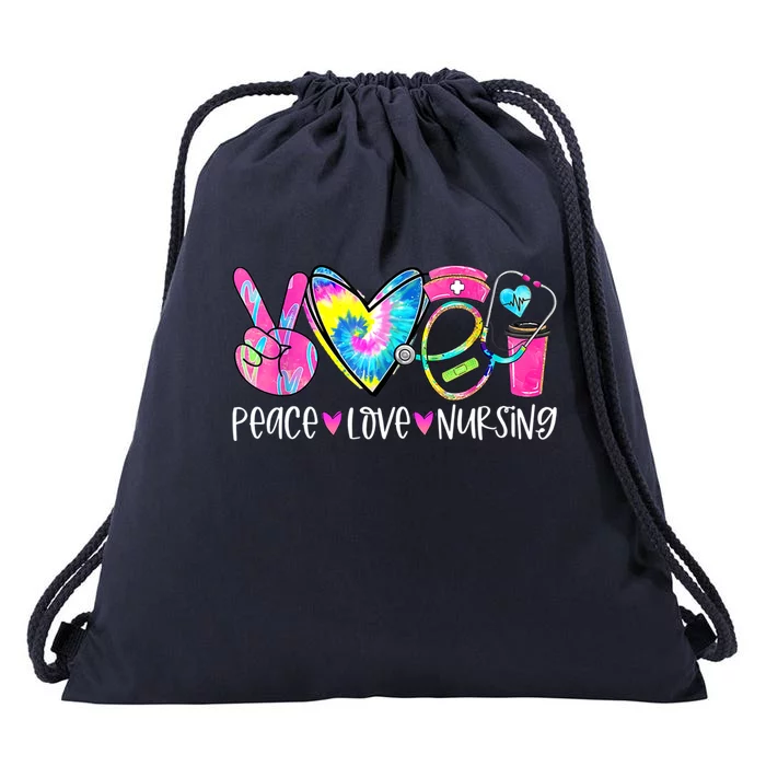 Peace Love Nursing Colorful Cute Nurse Gift Drawstring Bag