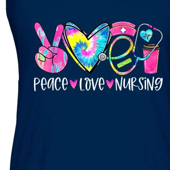 Peace Love Nursing Colorful Cute Nurse Gift Ladies Essential Flowy Tank