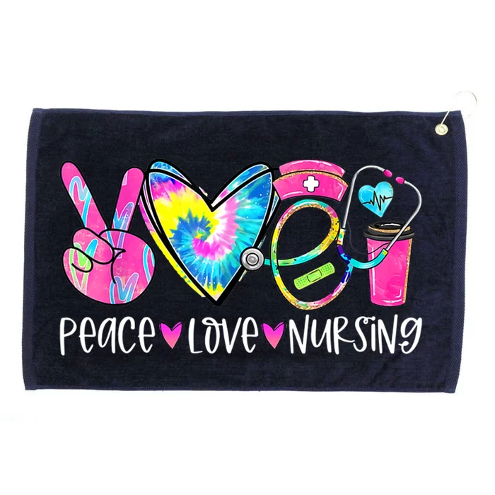 Peace Love Nursing Colorful Cute Nurse Gift Grommeted Golf Towel